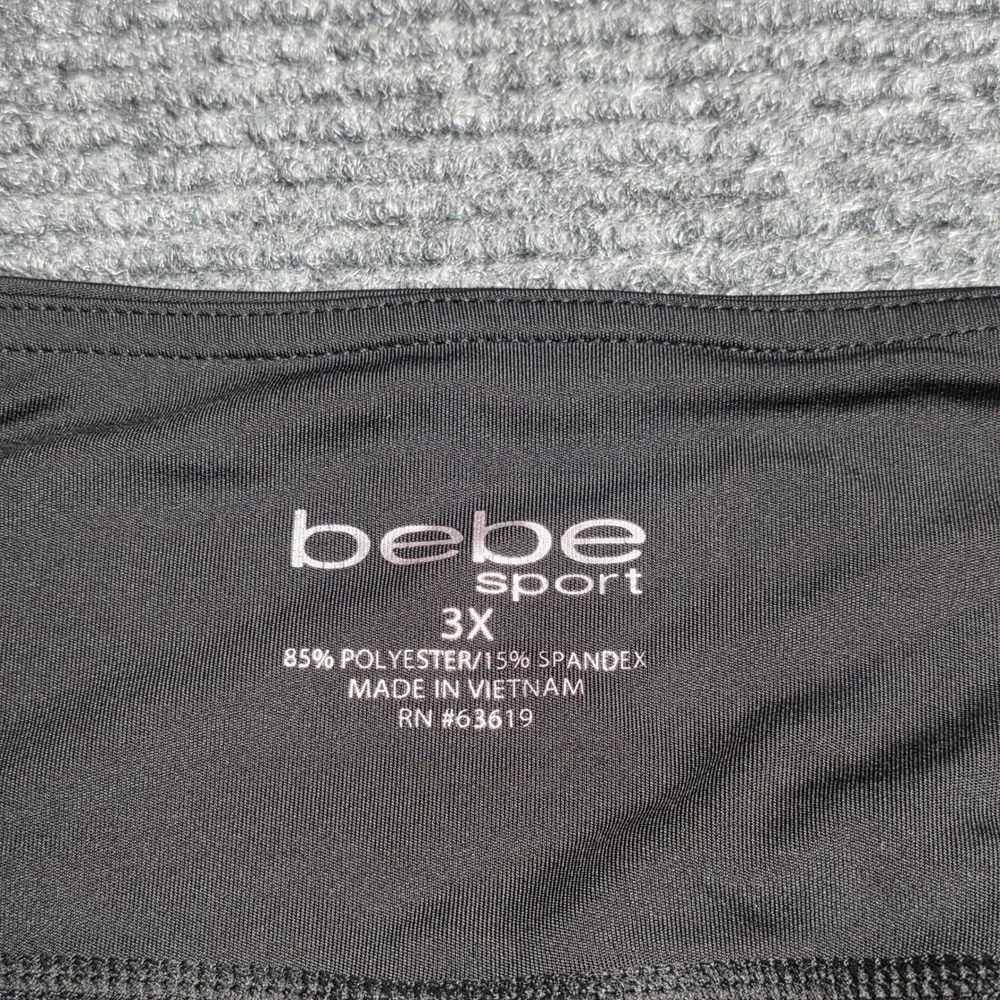 bebe Sport Biker Shorts Women's‎ Size 3X Black Pink Orange Striped Athletic